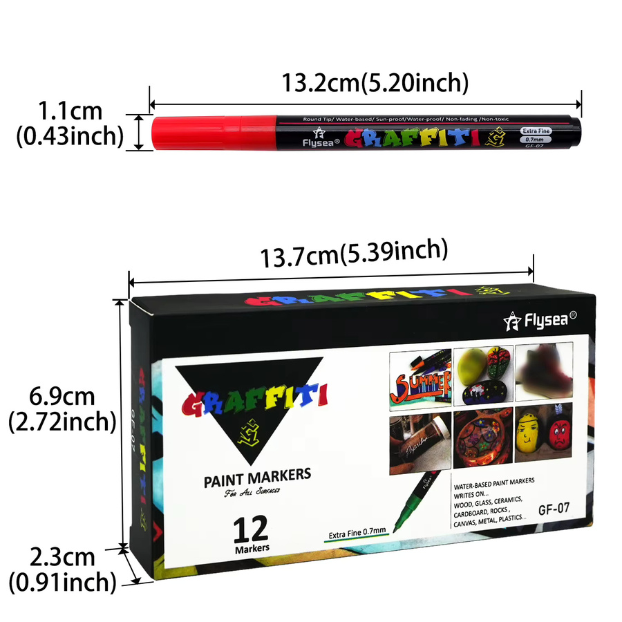 Flysea Acryl-Graffiti-Stifte in Multicolour für Künstler und Profis mit ultrafeiner Spitze - Bild 6
