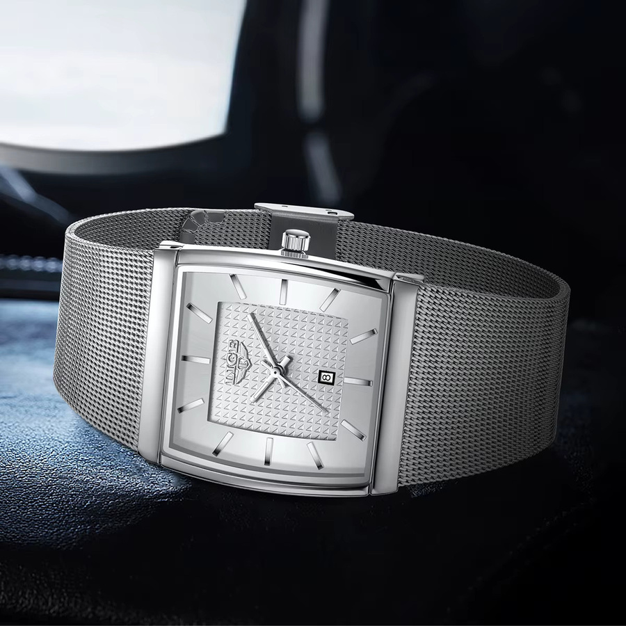 LIGE Armbanduhr, Quarz, Edelstahl, Silber, Herren, Datumsanzeige - Bild 5