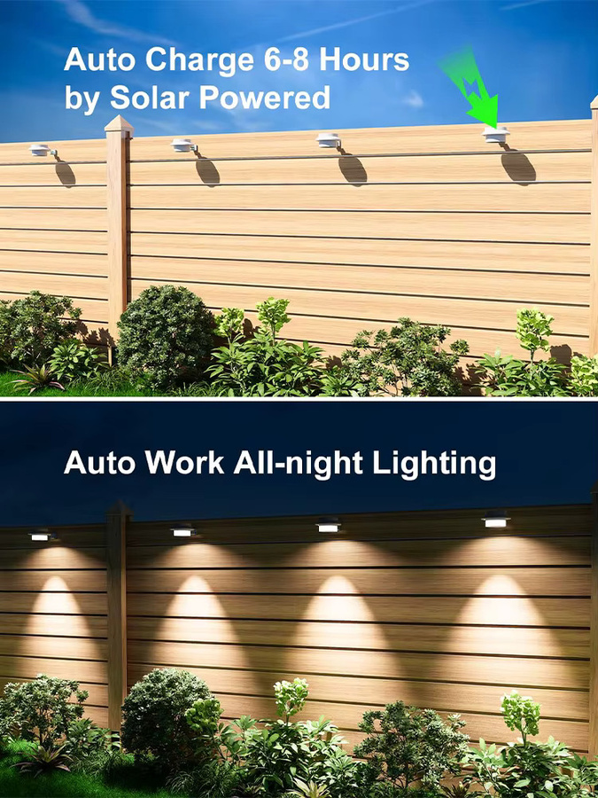 XIWANGFIRE Solar-LED-Wandleuchten in Weiß für Außenbereich, Veranda und Zaun, wasserdicht mit integrierter LED - Bild 6