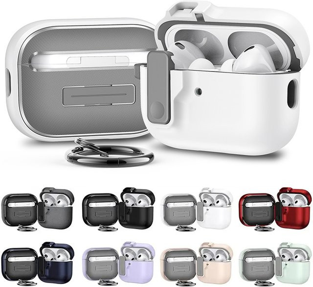 Fomscvka Schutzhülle für Apple AirPods 4 und AirPods Pro 1. & 2. Generation mit Sicherheitsschloss in Grau - Bild 1