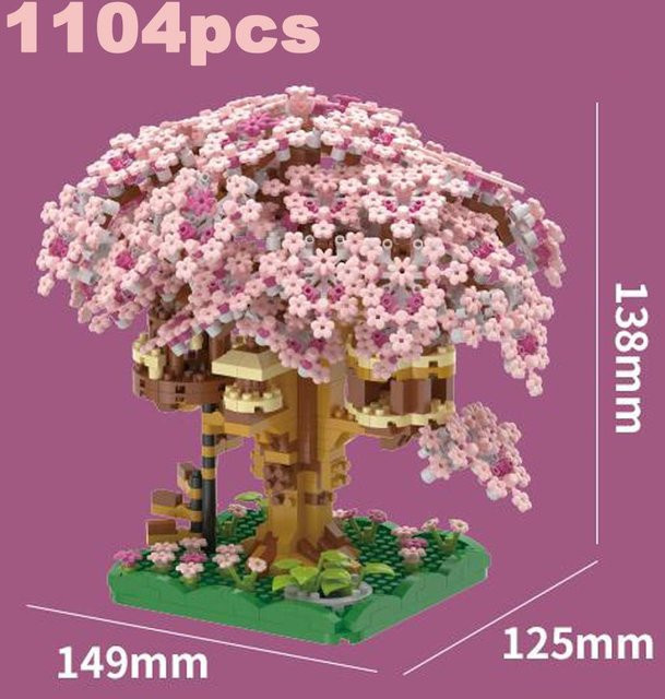 Yiran Kirschblütenblume Rosa Baumhaus Zug Montage Bausteine Set 6-12 Jahre - Bild 1