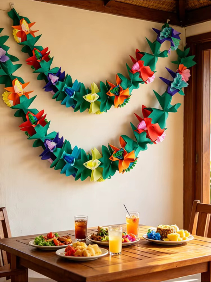 ZQNYCY Hibiskus-Blumengirlande aus Papier in Multicolour als tropische Hängeornamente für Sommerpartys, Hochzeiten und Geburtstage - Bild 7