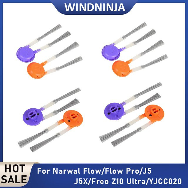 WINDNINJA Ersatz Seitenbürsten für Narwal Flow Pro, Freo Z10 Ultra, J5, J5X und YJCC020 Roboterstaubsauger - Bild 1