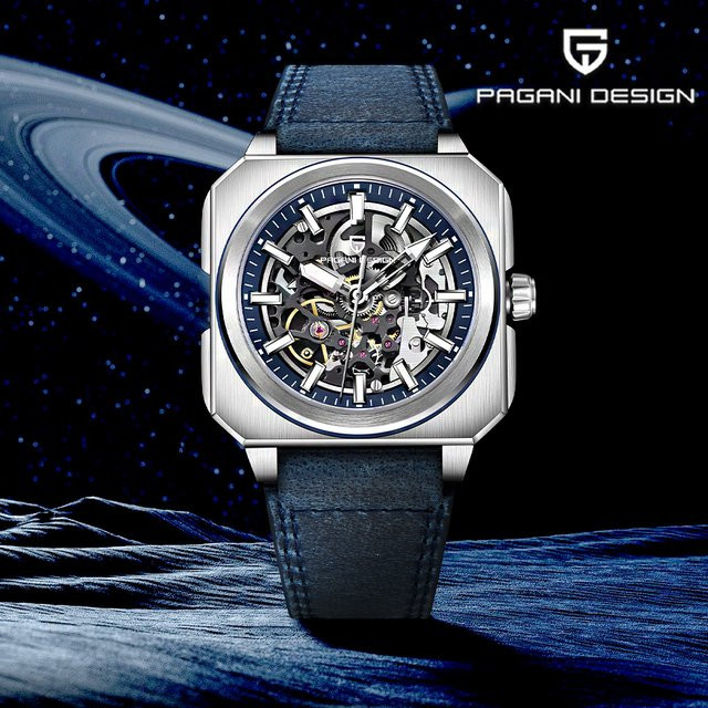 Pagani Design Armbanduhr, Automatik, Edelstahl, Saphirglas, Leder, Herren - Bild 1