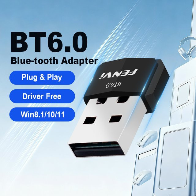 Fenvi USB-Bluetooth-Adapter BT6.0 Sender und Empfänger in Schwarz für PC, Lautsprecher, Maus und Tastatur, treiberfrei für Windows 10/11/8.1 - Bild 1