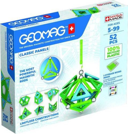 GEOMAG Classic Panels Green Set aus Recyclingkunststoff mit 52 Teilen