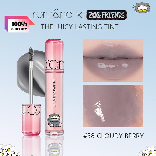 rom&nd X ZO&FRIENDS The Juicy Lasting Tint, #38 Cloudy Berry, Glänzend - Bild 1