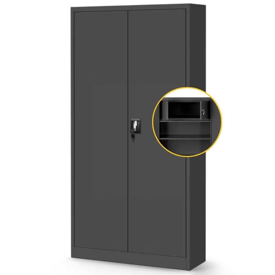 DELUKE Metallschrank Anthrazit mit abschließbarer Tür und verstellbaren Regalböden H: 185 cm, B: 90 cm, T: 45 cm - Bild 2