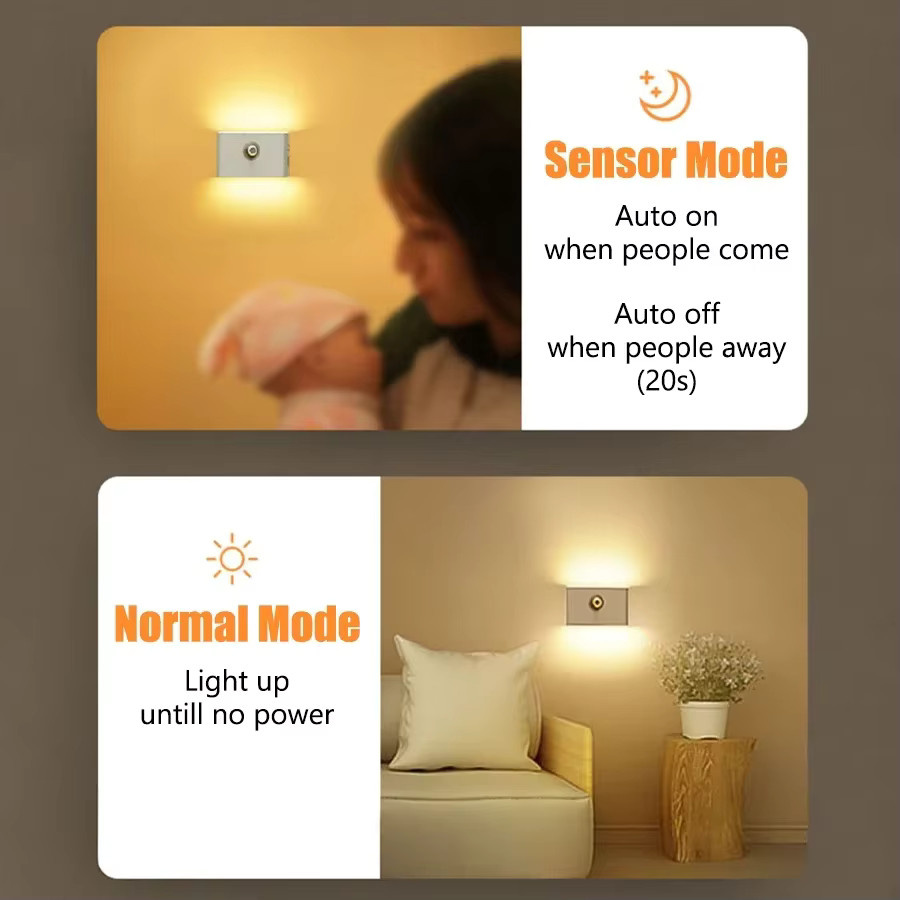 KDULIT LED-Nachtlicht mit Bewegungssensor und kabellosem Ladegerät, weiße Wandlampe für Schlafzimmer, Flur und Badezimmer, warmweiß - Bild 5