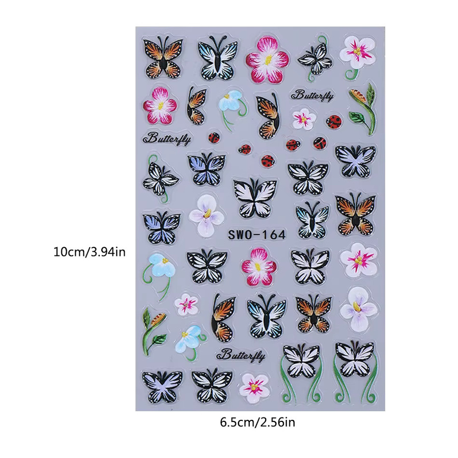 SWEET TREND Nagelaufkleber Schmetterling und Lilienblüten, 2 Stück, Glänzend - Bild 4