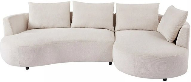 Vente-unique Sofa Lousado in Beige, L-Form mit Strukturstoff und Armlehnen, Breite: 285 cm - Bild 1