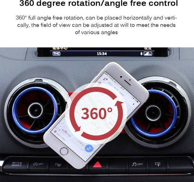 360 Grad drehbare Handyhalterung für Audi A3 S3 8V als Auspuff-Lüftungshalterung in Schwarz - Bild 1