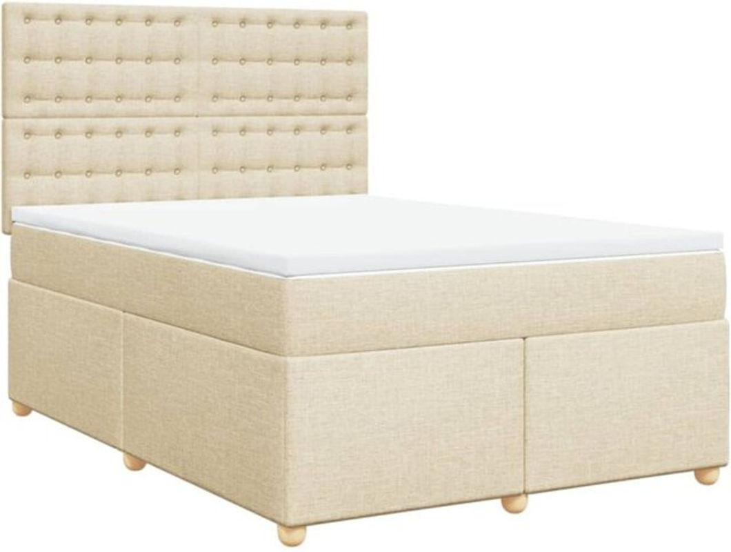 vidaxl Boxspringbett mit Matratze aus Stoff in Creme und Beige, B/T: 140 x 200 cm - Bild 1