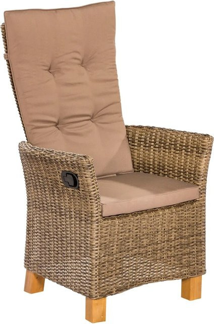 Merxx Toskana Sessel 2er-Set aus Akazie mit Kunststoffgeflecht in Beige/Naturfarben B/T/H: 110 x 65,5 x 59 cm - Bild 1