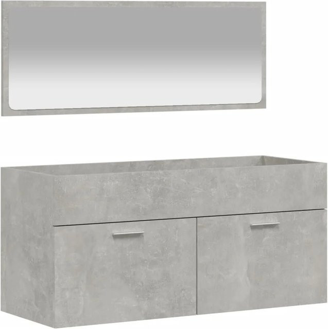 vidaXL Badschrank mit Spiegel in Betongrau aus Holzwerkstoff und Acryl, wandmontiert, B/T/H: 46,0 x 38,5 x 38,5 cm - Bild 1