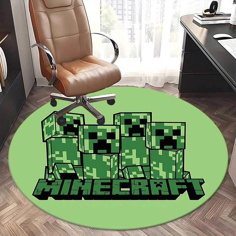Minecraft Creeper Runder Teppich in Grün, Durchmesser: 120 cm, Rutschfest und Waschbar - Bild 2