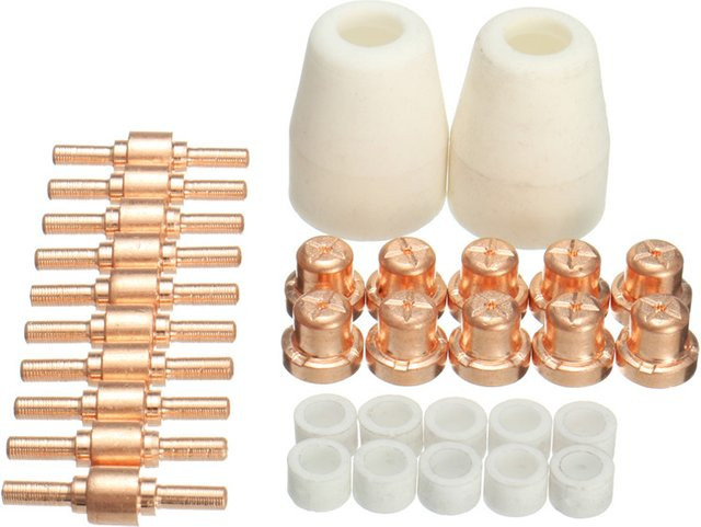 JAKYLOVE 32-teiliges Plasma Cutter Zubehör Set mit Elektroden und Düsen für PT 31 LG-40 40A Standard Größe in Multicolour - Bild 1