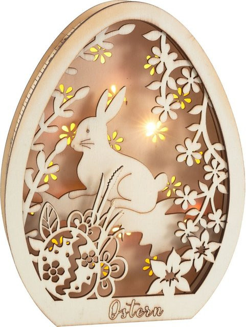 VBS Ornament-Ei mit LED in Beige und Natur für Ostern, Höhe: 15,0 cm, Breite: 20,0 cm, Tiefe: 3,5 cm - Bild 1