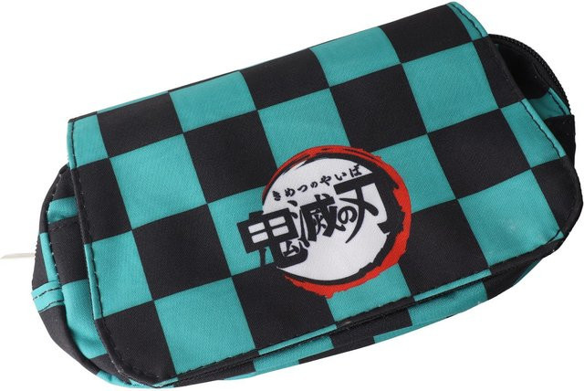Igeteck Federmäppchen mit Gitter-Design und doppeltem Fach in Schwarz - Bild 1