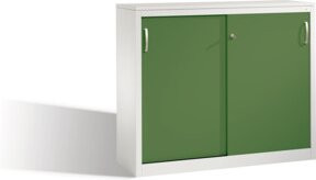 C+P Akten-Sideboard Acurado mit Schiebetüren, Korpus Lichtgrau und Front Resedagrün, H: 100 cm, B: 120 cm, T: 40 cm - Bild 1