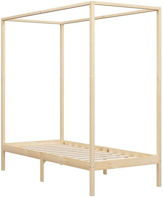 vidaXL Himmelbett-Gestell aus Massivholz Kiefer in Braun und Beige, B/T/H: 100 x 200 x 204 cm - Bild 1