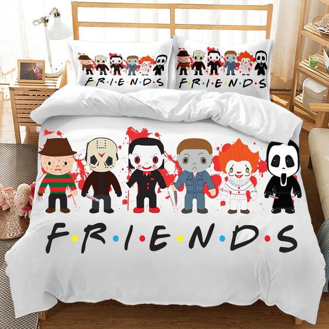 Bettwäsche-Set Freunde Für Immer von JMG Household Supplies in Weiß mit Bettbezug und 2 Kissen, Modernes Wohnmuster, B/H: 135 x 200 cm - Bild 1