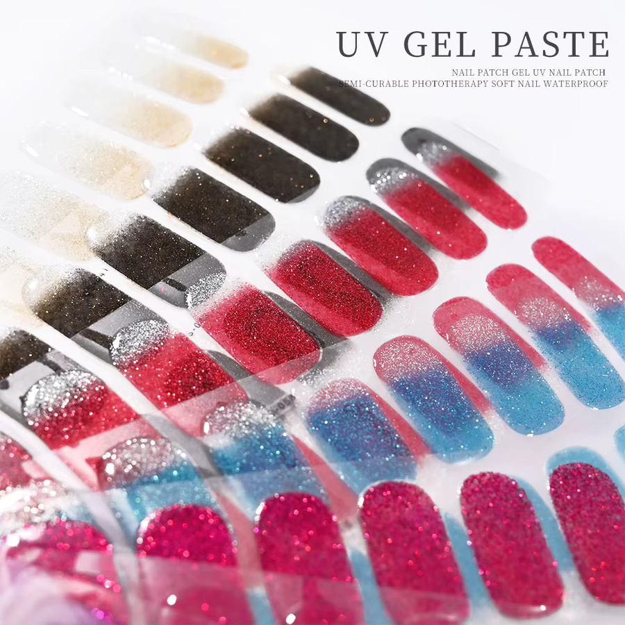 HotPress Gel-Nagelkunst-Aufkleber, glitzernd, hochglänzend, 16 Stück - Bild 2