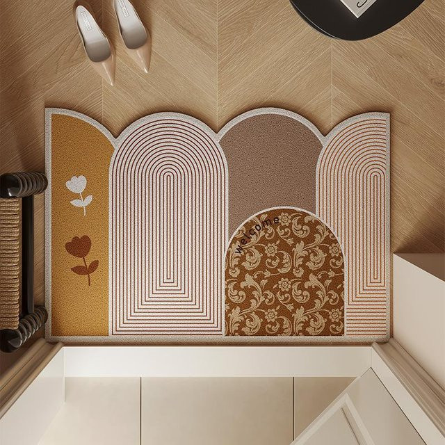 Schmutzabweisende und rutschfeste Eingangstürmatte von Yiran Furniture aus PVC mit Drahtring, gestreift, B/H: 60 x 90 cm - Bild 1