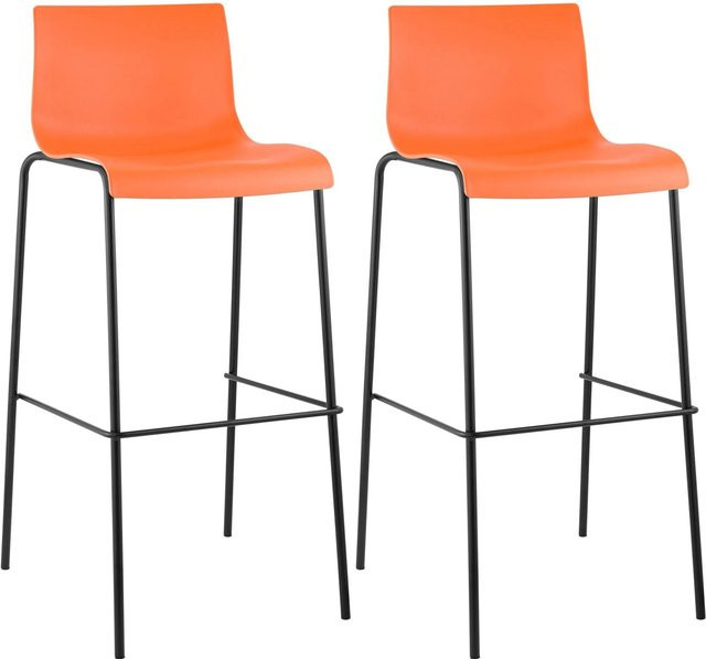 2er Set Barhocker DELUKE TENAR in Orange und Schwarz aus Kunststoff mit Lehne, B/T/H: 43 x 48 x 100 cm - Bild 1