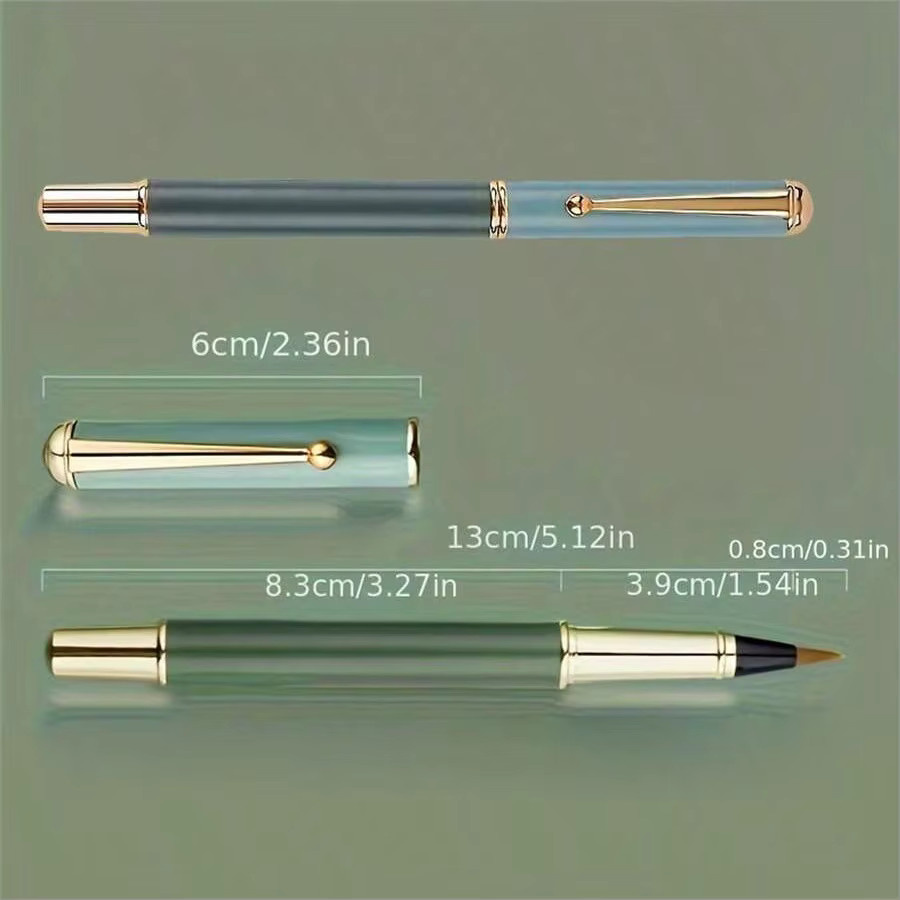 Kalligraphie-Set für Anfänger mit weichem Pinselstift, tragbarem Stiftgehäuse und 10 schwarzen Tintenpatronen in Schwarz und Grün - Bild 2