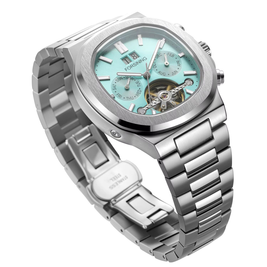 Forsining Armbanduhr, Automatik, Edelstahl, Herren, Silber, Wochentag, Datum - Bild 3