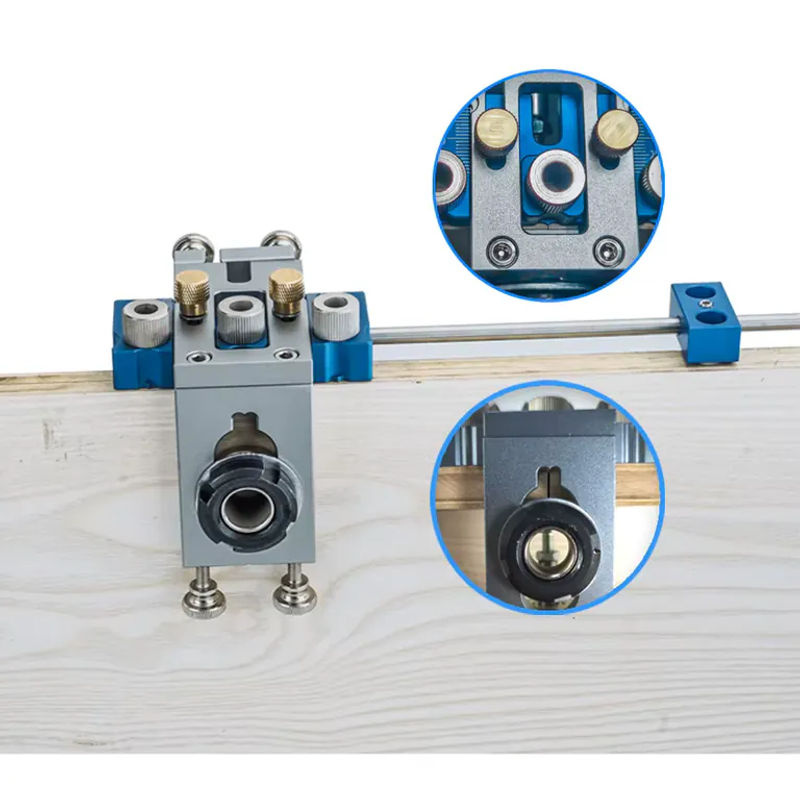 YOMO 3-in-1 Dübellehren-Set für die Holzbearbeitung, Holzdübelstanzer und Taschenlochlehre als präzises Führungswerkzeug für Schranklochbohrungen - Bild 5
