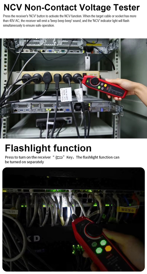 UNI-T UT685A TDR Kabeltester Kit Netzwerkkabel-Lokalisierungsgerät und Drahtverfolger in Rot für RJ45 und RJ11 - Bild 4
