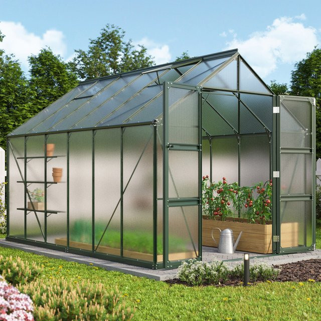 Vitavia Gewächshaus Domus 9900 in Smaragdgrün mit 9,9 m² Fläche und Polycarbonat-Verglasung - Bild 1
