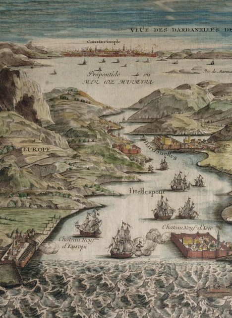 Andrew Martin Mural Constantinople Wandtapete als Vlies in Beige mit Kartenmotiv - Bild 1