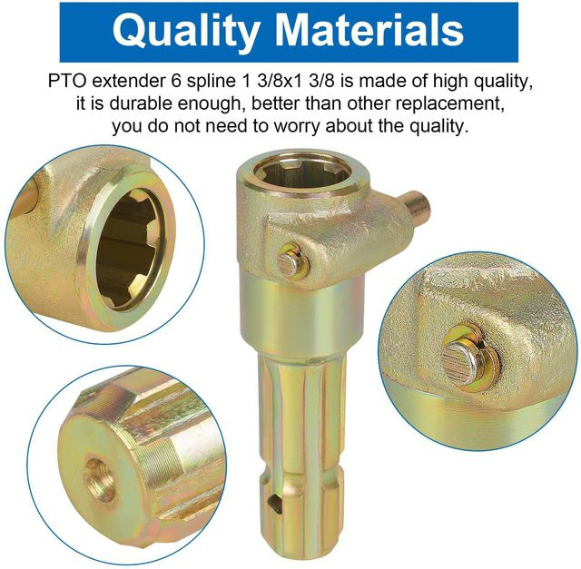 Aramox PTO-Adapter in Gold, weiblich 1 3/8 Zoll mit 6 Spline-Stecker, PTO-Extender für Traktoren bis 70 PS - Bild 1