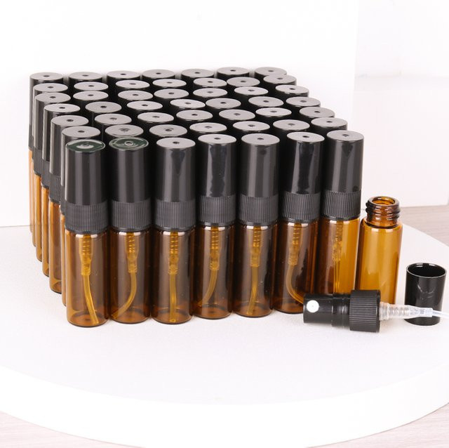 Braune Glas-Parfümflasche für Kölnischwasser und ätherische Öle, 50 Stück, 3 ml - Bild 1