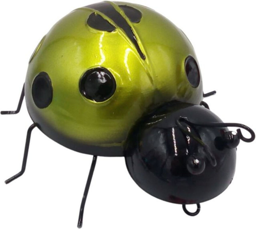 Buri Deko Marienkäfer aus Metall in Grün, Gartenfigur mit Punkten, Höhe: 17,5 cm, Breite: 16,5 cm - Bild 1