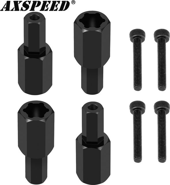 AXSPEED Rad-Sechskant-Nabenadapter, 4-teiliges Set, Metall, Schwarz - Bild 1