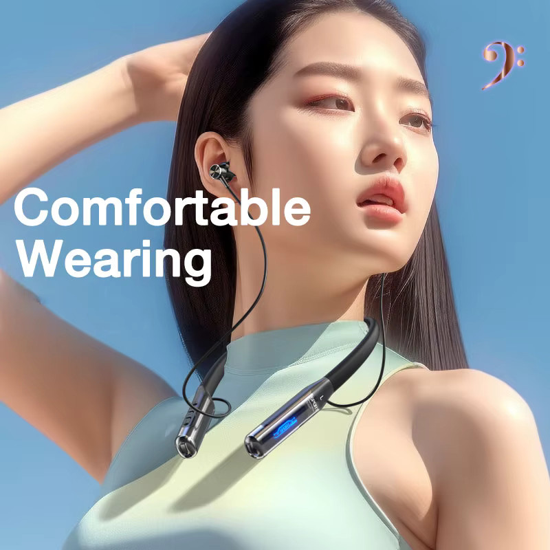 EARDECO Bluetooth-Kopfhörer mit Nackenbügel und Mikrofon für Sport, 80 Stunden Wiedergabe, Stereo-Bass, in Schwarz oder Silber - Bild 2