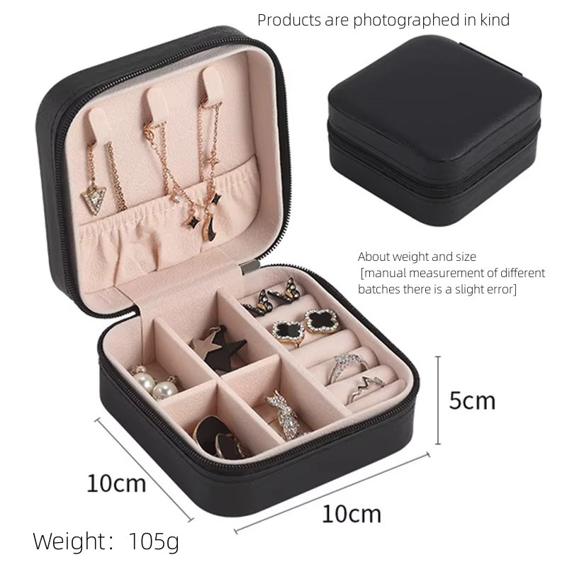 Einlagige Schmuckbox für Damen aus Leder in Rosa, klassische Reise-Aufbewahrungsbox - Bild 2