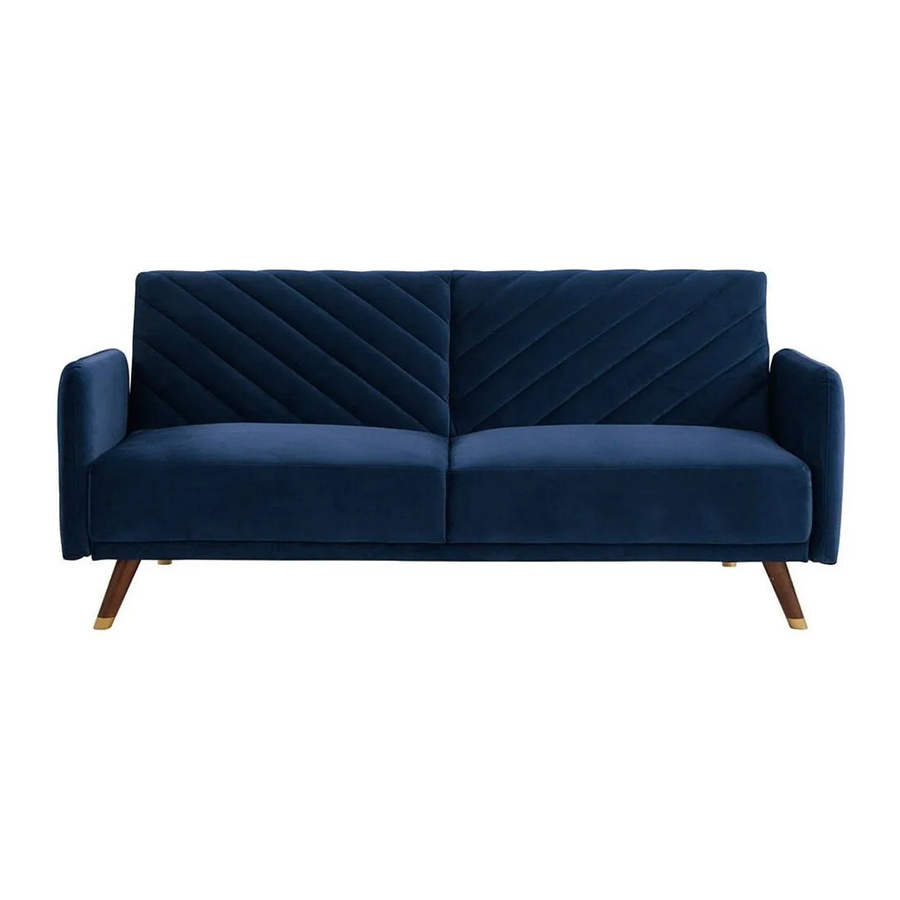 Vente-unique Schlafsofa Joris in Marineblau aus Samt mit Click-Clack-Funktion, Breite: 198 cm - Bild 2