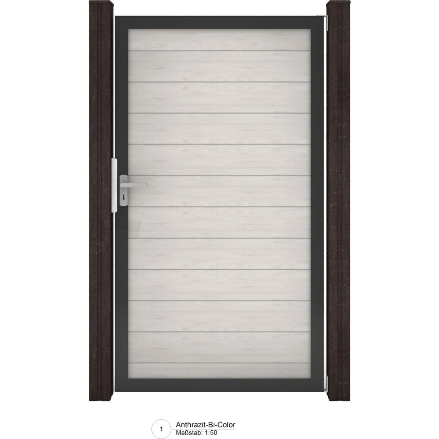 GroJa Solid Steckzaun Tor Universal-DIN Bi-Color Sand-Anthrazit B/H: 100 x 180 cm - Bild 2