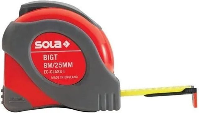 SOLA Taschenrollbandmaß BIG T L mit Stopptaste, 5 m Länge, 19 mm Breite, Gelb-Rot - Bild 1