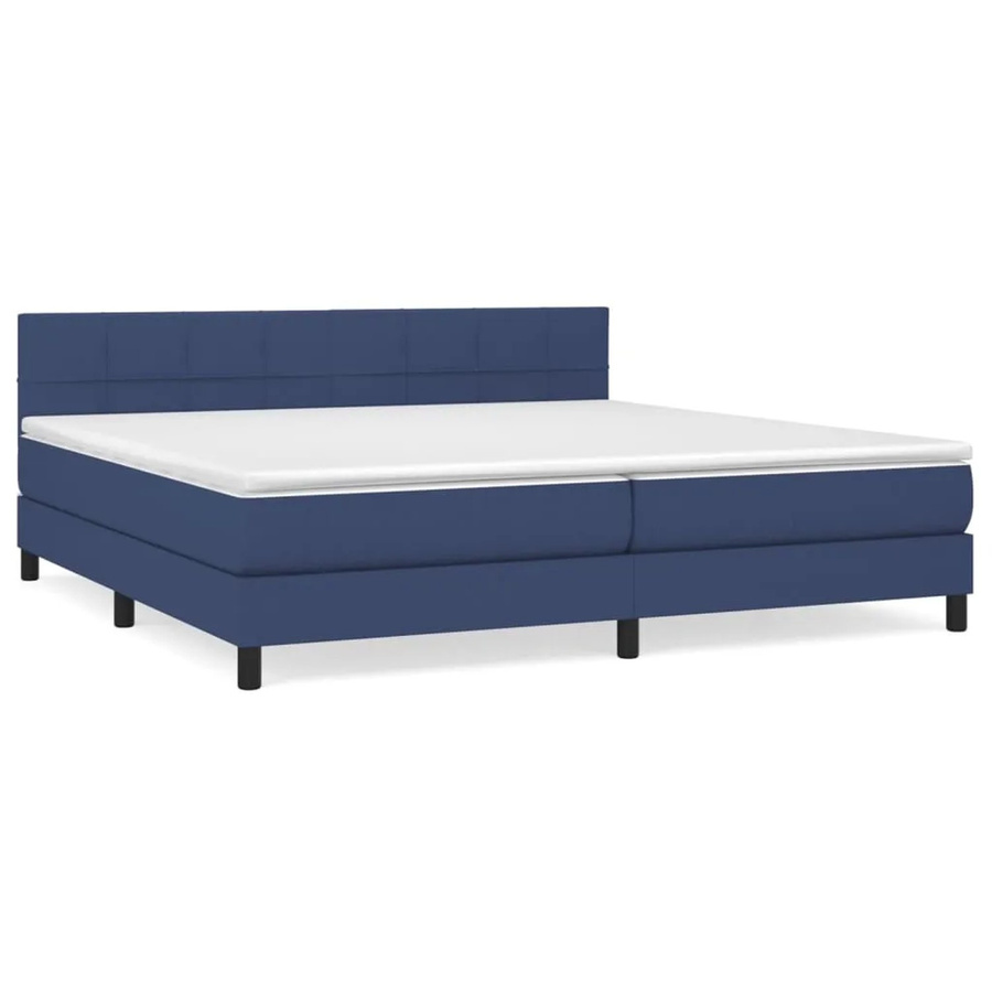 vidaXL Boxspringbett Hybrid mit Matratze Blau Stoff B/T/H: 200 x 200 x 203 cm - Bild 2