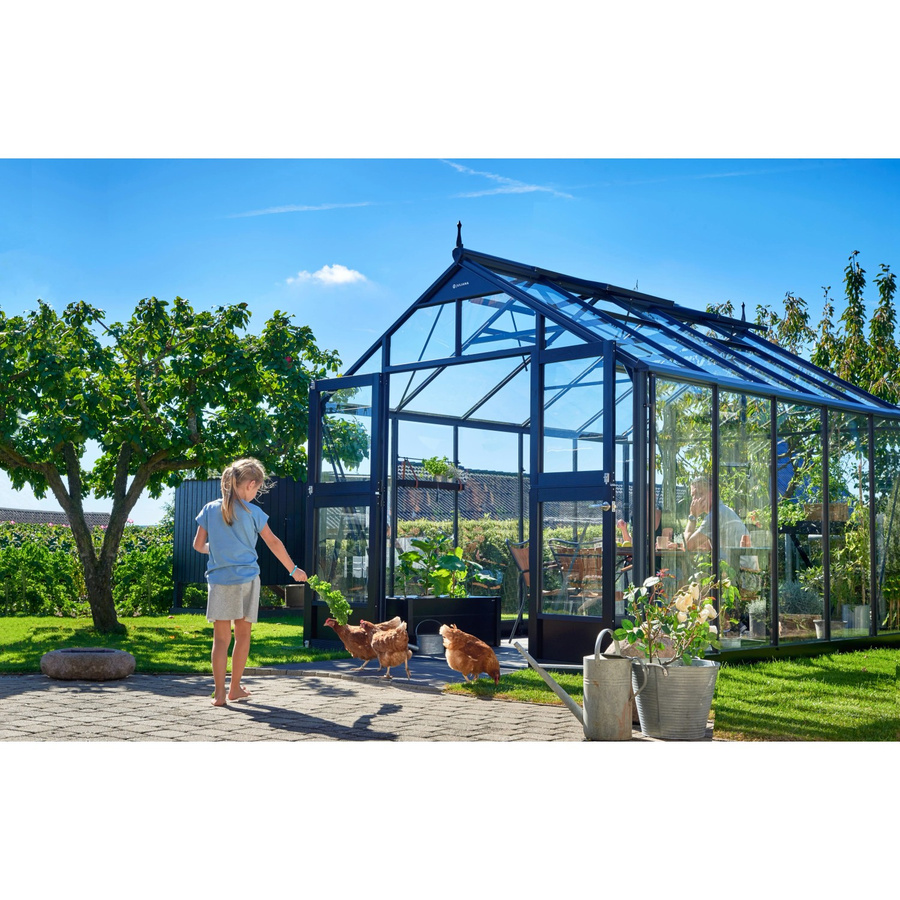 Juliana Gewächshaus Premium 10 in Anthrazit mit Sicherheitsglas und Aluminiumrahmen sowie Satteldach - Bild 2