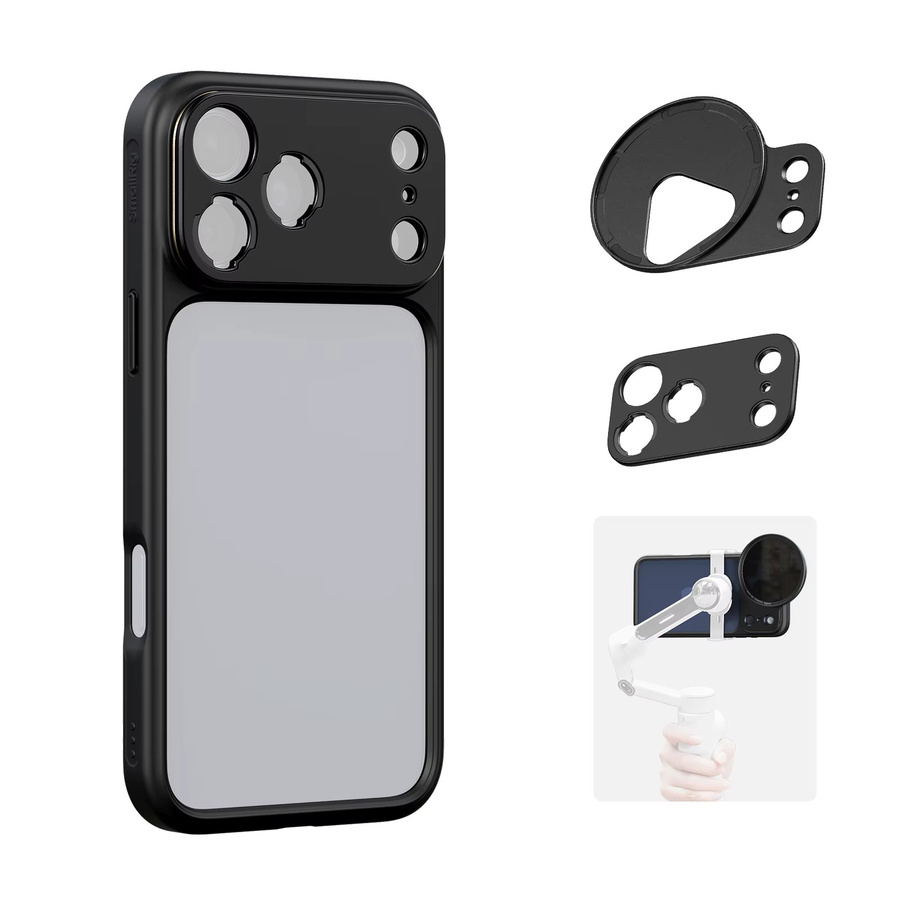 SmallRig FilMov Fotografie-Handyhülle für iPhone 17 Pro und iPhone 17 Pro Max in Schwarz mit 67 mm T-Mount-Objektiv-Rückplatte und aufsteckbarem Adapter - Bild 1