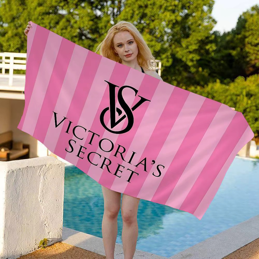 VictoriaS Secret Luxus-Mikrofaser-Strandtuch in Pink mit Streifenmuster für Yoga, Strand und Sport - Bild 4
