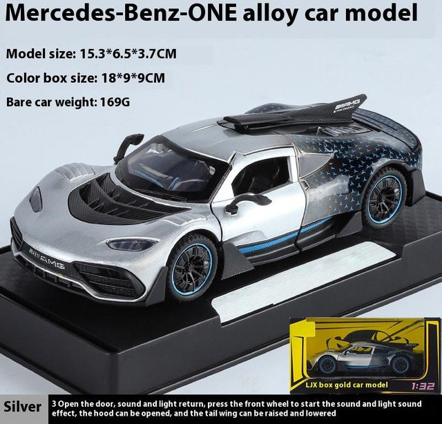 Linyi toy car Mercedes-Benz Amg One Supercar Modellauto, 1:32, Metall, mit Licht und Sound, ab 18 Jahre - Bild 1
