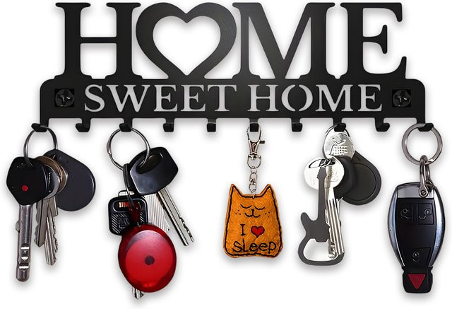 Schlüsselhalter Wandhalterung von Sweet Home Design in Schwarz mit 10 Haken aus Metall - Bild 1